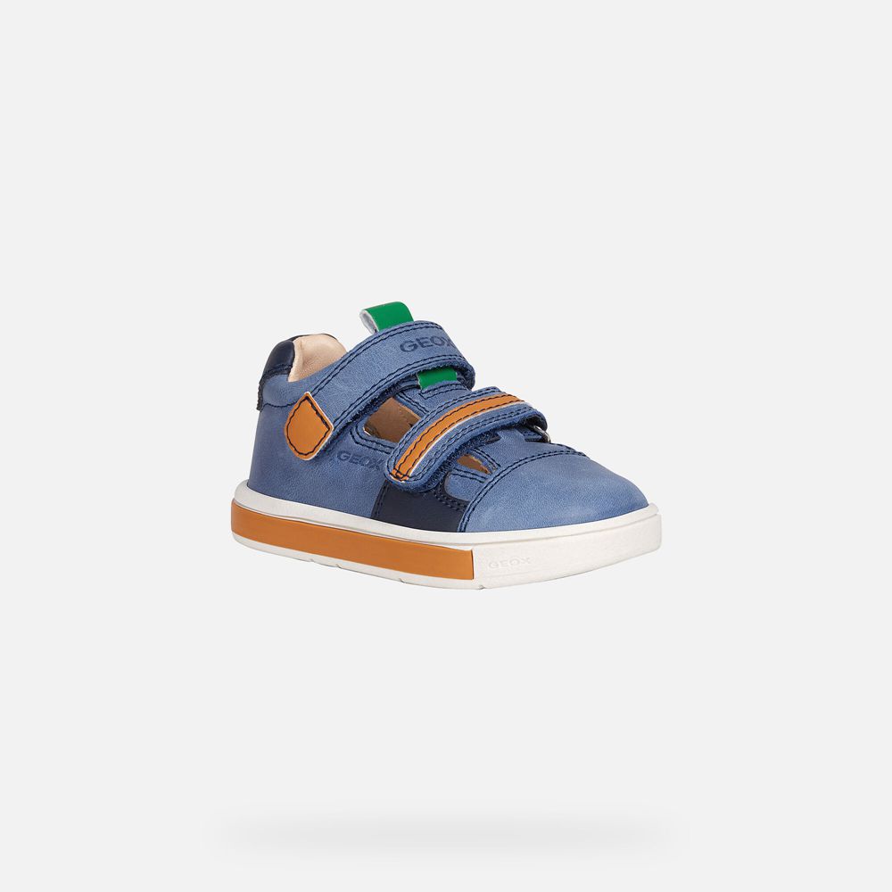 Geox Sneakers Blue/Orange Trottola Boy - Geox Baby Shoes - YIKCNH198